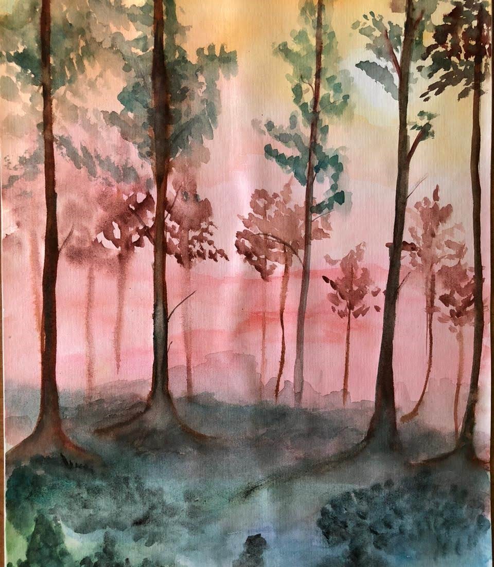 Лесная красота рисунок. Лес рисунок красками. Рисунок леса красками. Необычный лес рисунок. Красота леса рисунок.
